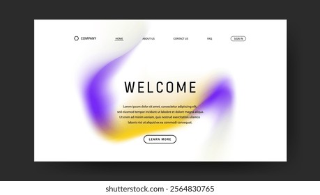 Abstract wave futuristic design of landing page. trendy gradient mesh website design