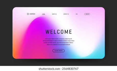 Abstract wave futuristic design of landing page. trendy gradient mesh website design