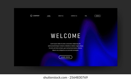 Abstract wave futuristic design of landing page. trendy gradient mesh website design