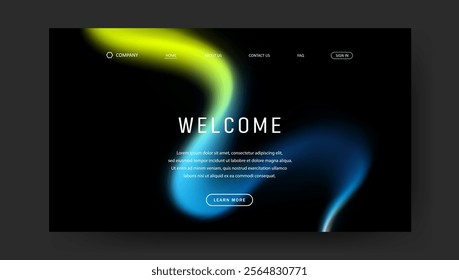 Abstract wave futuristic design of landing page. trendy gradient mesh website design