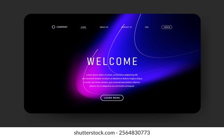 Abstract wave futuristic design of landing page. trendy gradient mesh website design