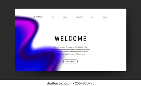 Abstract wave futuristic design of landing page. trendy gradient mesh website design