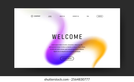 Abstract wave futuristic design of landing page. trendy gradient mesh website design