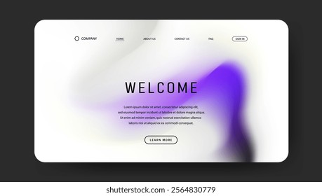 Abstract wave futuristic design of landing page. trendy gradient mesh website design