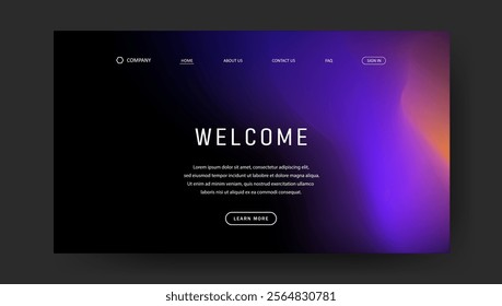 Abstract wave futuristic design of landing page. trendy gradient mesh website design