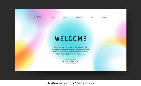 Abstract wave futuristic design of landing page. trendy gradient mesh website design