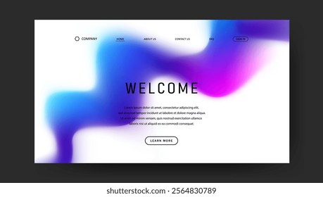 Abstract wave futuristic design of landing page. trendy gradient mesh website design