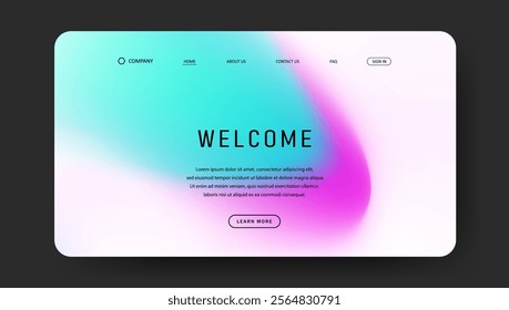 Abstract wave futuristic design of landing page. trendy gradient mesh website design