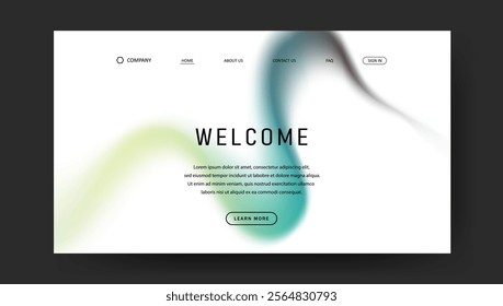 Abstract wave futuristic design of landing page. trendy gradient mesh website design