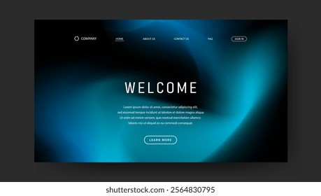 Abstract wave futuristic design of landing page. trendy gradient mesh website design