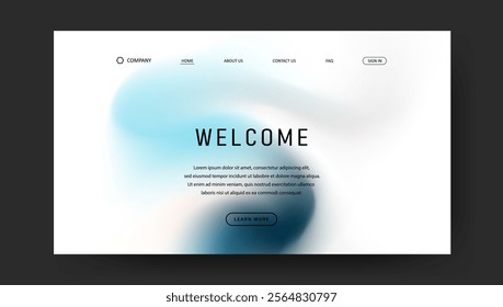 Abstract wave futuristic design of landing page. trendy gradient mesh website design