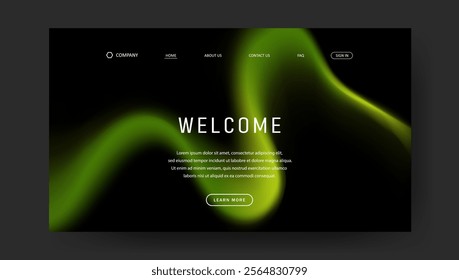 Abstract wave futuristic design of landing page. trendy gradient mesh website design