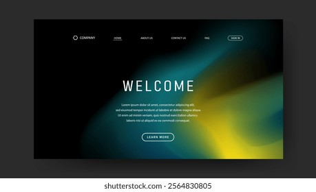 Abstract wave futuristic design of landing page. trendy gradient mesh website design