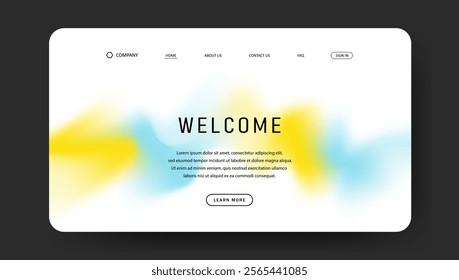 Abstract wave futuristic design of landing page. trendy gradient mesh website design	