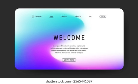 Abstract wave futuristic design of landing page. trendy gradient mesh website design	