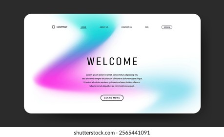 Abstract wave futuristic design of landing page. trendy gradient mesh website design	