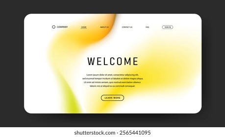 Abstract wave futuristic design of landing page. trendy gradient mesh website design	