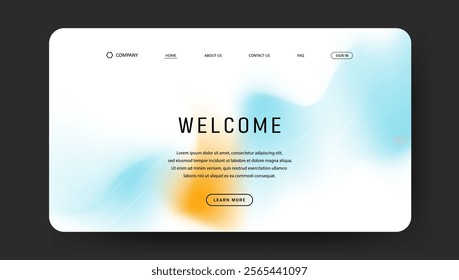 Abstract wave futuristic design of landing page. trendy gradient mesh website design	