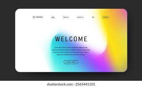 Abstract wave futuristic design of landing page. trendy gradient mesh website design	