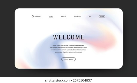 Abstract wave futuristic design of landing page. retro gradient mesh website design