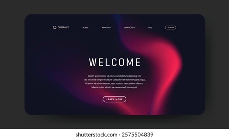 Abstract wave futuristic design of landing page. retro gradient mesh website design