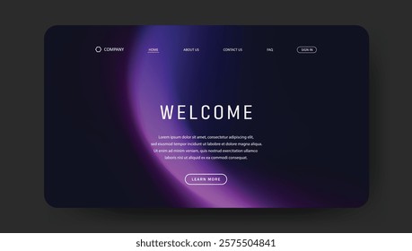 Abstract wave futuristic design of landing page. retro gradient mesh website design