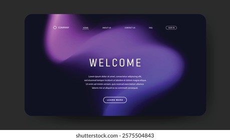 Abstract wave futuristic design of landing page. retro gradient mesh website design