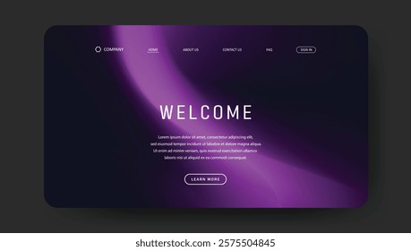 Abstract wave futuristic design of landing page. retro gradient mesh website design