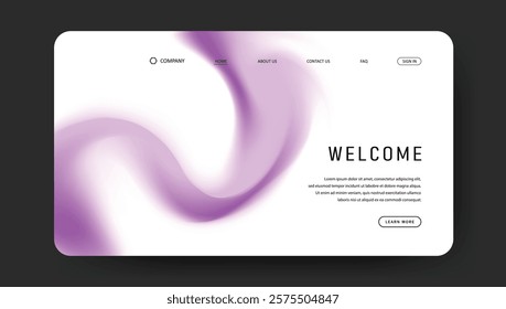 Abstract wave futuristic design of landing page. retro gradient mesh website design