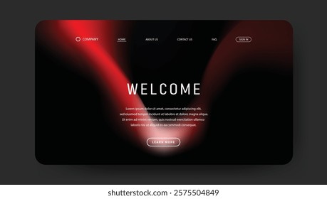 Abstract wave futuristic design of landing page. retro gradient mesh website design