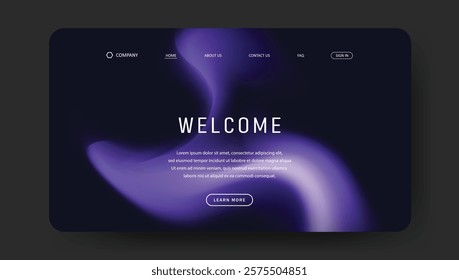 Abstract wave futuristic design of landing page. retro gradient mesh website design