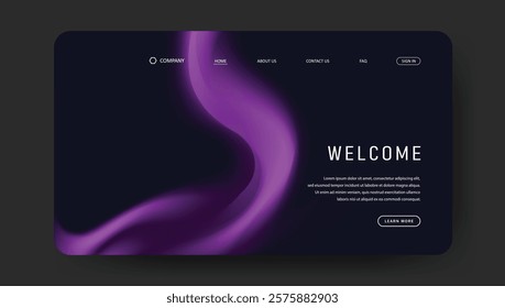 Abstract wave futuristic design of landing page. retro gradient mesh website design	