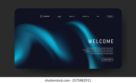 Abstract wave futuristic design of landing page. retro gradient mesh website design	