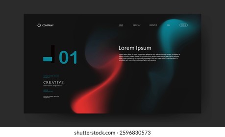 Abstract wave futuristic design of landing page. retro gradient fluid website design	