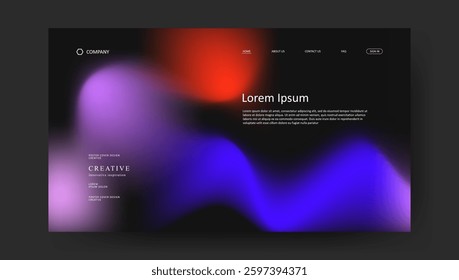 Abstract wave futuristic design of landing page. retro gradient fluid website design	