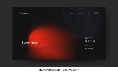 Abstract wave futuristic design of landing page. retro gradient mesh dark concept website design	