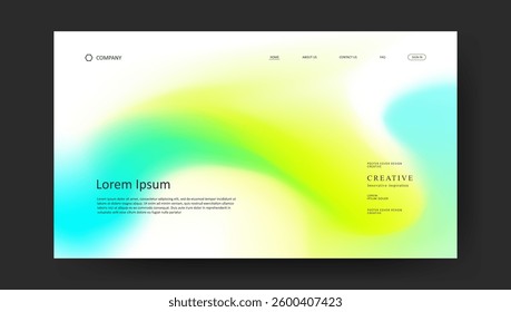 Abstract wave futuristic design of landing page. retro gradient mesh website design	