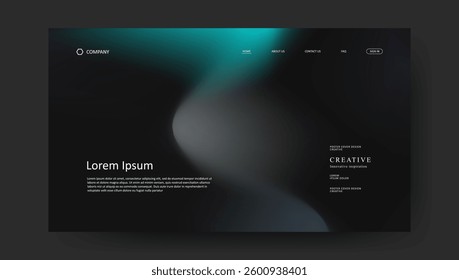 Abstract wave futuristic design of landing page. retro gradient mesh website design