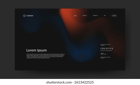 Abstract wave futuristic design of landing page. retro fluid gradient website design	

