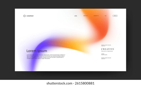 Abstract wave futuristic design of landing page. retro fluid gradient website design	
