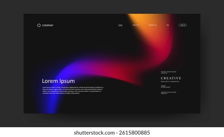 Abstract wave futuristic design of landing page. retro fluid gradient website design