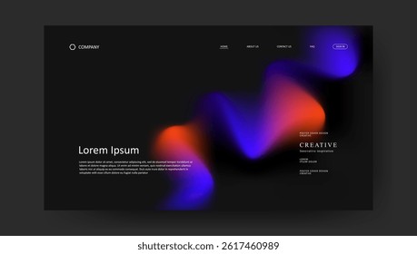 Abstract wave futuristic design of landing page. retro gradient mesh website design