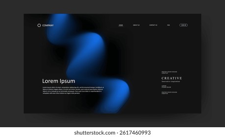 Abstract wave futuristic design of landing page. retro gradient mesh website design