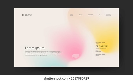 Abstract wave futuristic design of landing page. retro gradient mesh website design