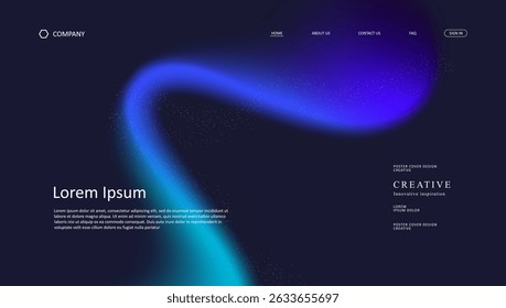 Projeto futurista de onda abstrata da landing page. design de site de malha de gradiente retro