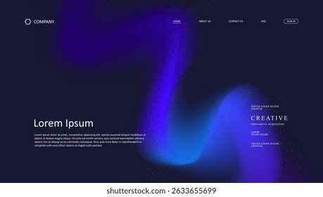 Abstract wave futuristic design of landing page. retro gradient mesh website design