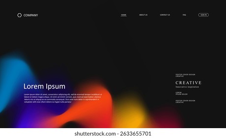 Abstract wave futuristic design of landing page. retro gradient mesh website design