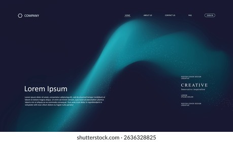 Abstract wave futuristic design of landing page. retro gradient mesh website design	