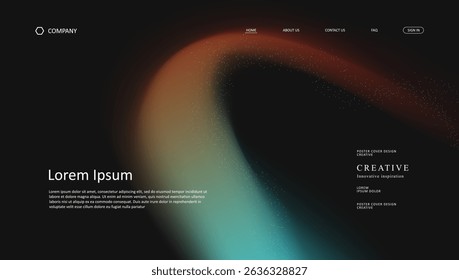 Abstract wave futuristic design of landing page. retro gradient mesh website design	