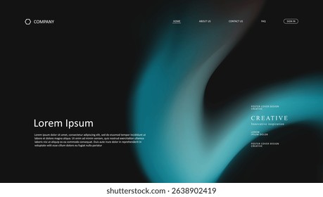 Abstract wave futuristic design of landing page. retro gradient mesh website design	